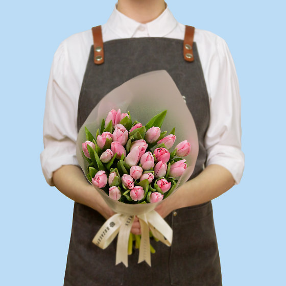  заказать букет 25 розовых тюльпанов