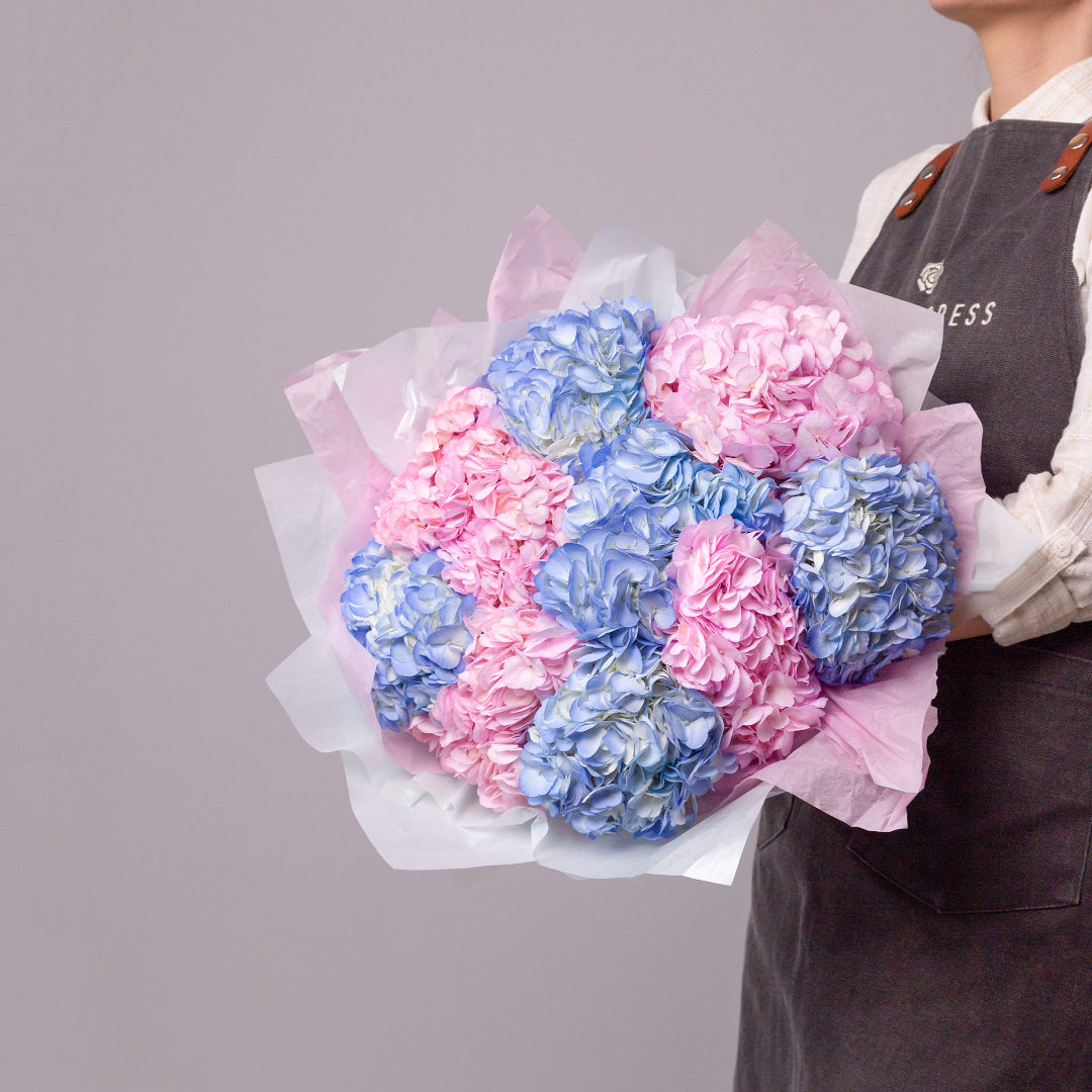 заказать букет Розовые и голубые гортензии