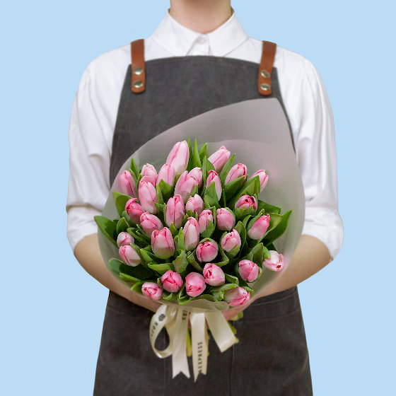 заказать букет 31 розовый тюльпан