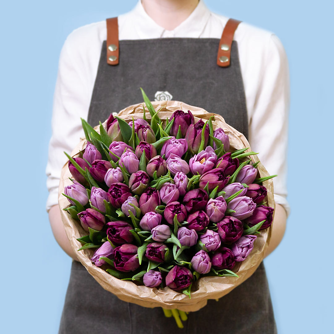 заказать букет Пурпурные и сиреневые тюльпаны