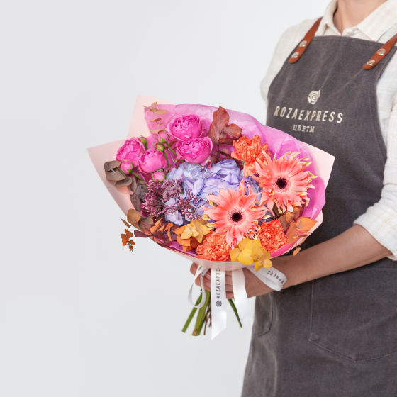 заказать букет Герберы и розы Мисти баблз