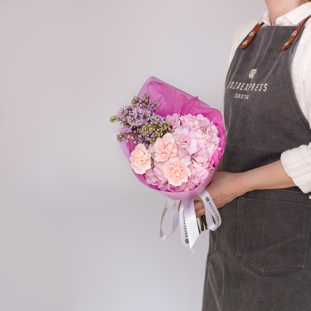 заказать букет Сирень и гвоздики