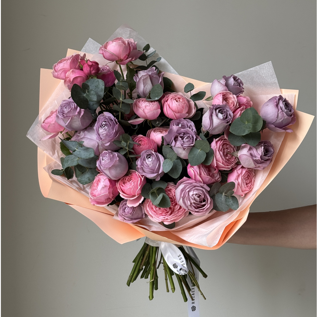 заказать букет Розы Лавандер Букет и розы Сильва Пинк