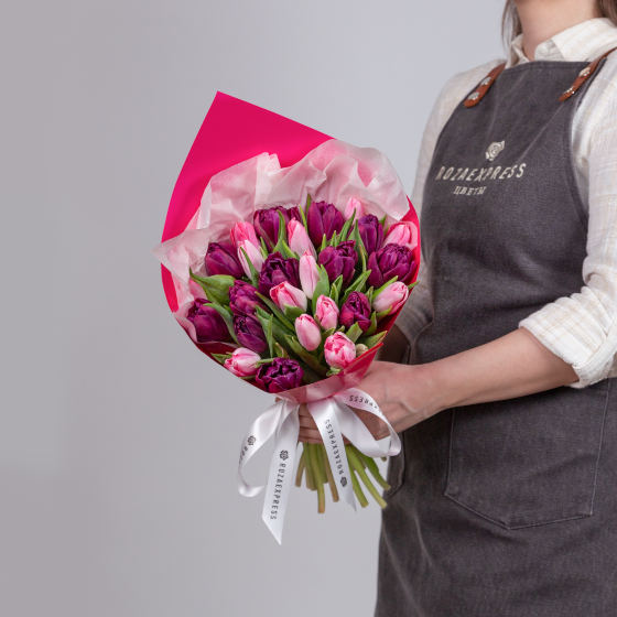 заказать букет Пурпурные и розовые тюльпаны